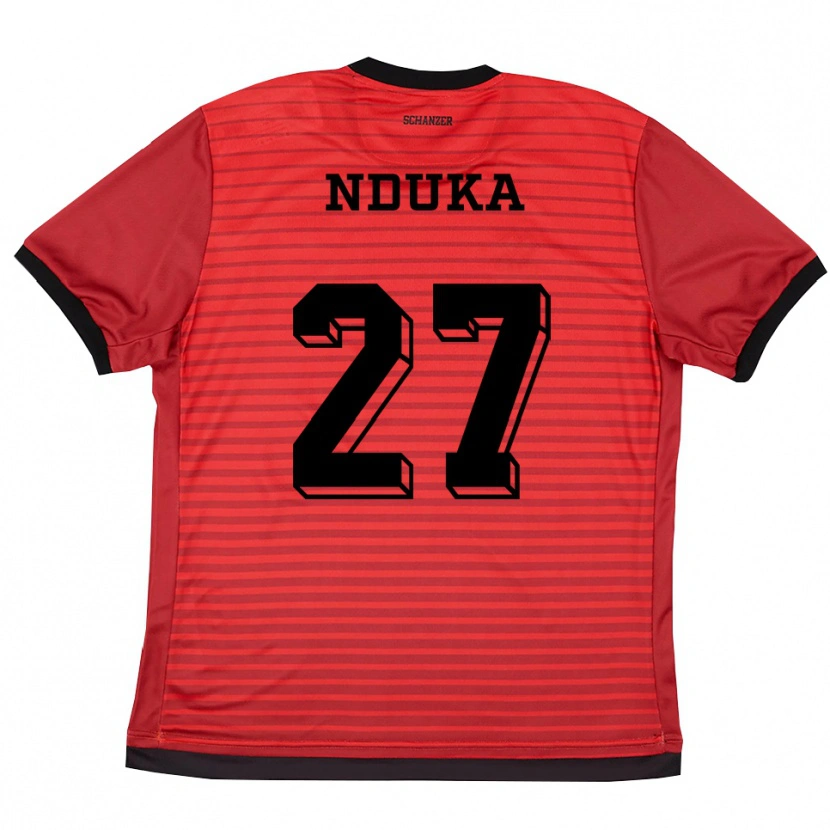 Danxen Dames Donald Nduka #27 Rood Zwart Thuisshirt Thuistenue 2025/26 T-Shirt