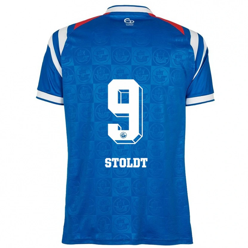 Danxen Dames Luca Stoldt #9 Blauw Wit Rood Thuisshirt Thuistenue 2025/26 T-Shirt