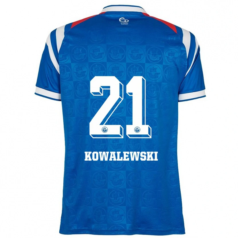 Danxen Dames Oskar Kowalewski #21 Blauw Wit Rood Thuisshirt Thuistenue 2025/26 T-Shirt