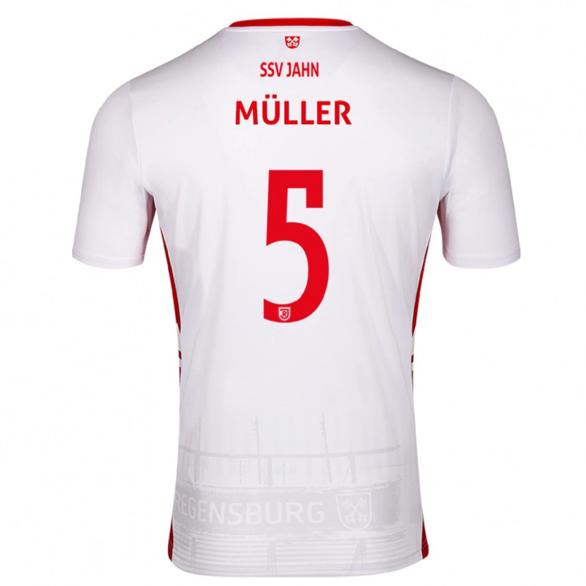 Danxen Dames Philipp Müller #5 Wit Rood Thuisshirt Thuistenue 2025/26 T-Shirt