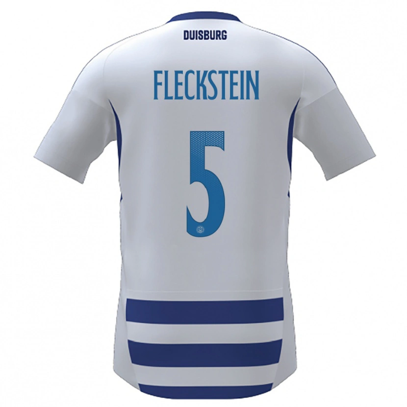 Danxen Dames Tobias Fleckstein #5 Wit Blauw Thuisshirt Thuistenue 2025/26 T-Shirt