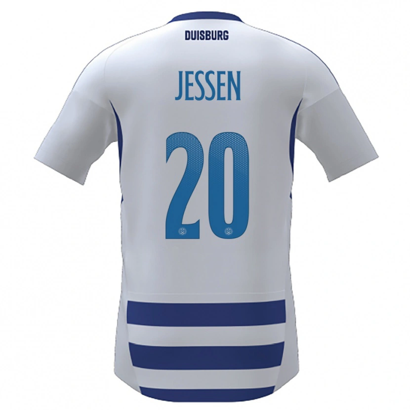 Danxen Dames Niklas Jessen #20 Wit Blauw Thuisshirt Thuistenue 2025/26 T-Shirt