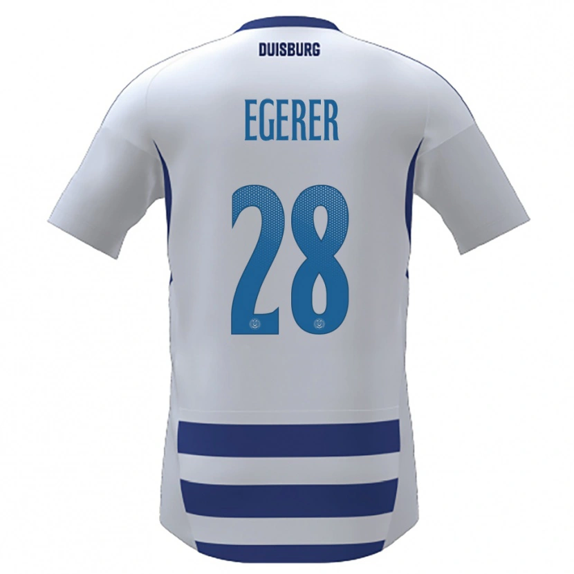 Danxen Dames Florian Egerer #28 Wit Blauw Thuisshirt Thuistenue 2025/26 T-Shirt