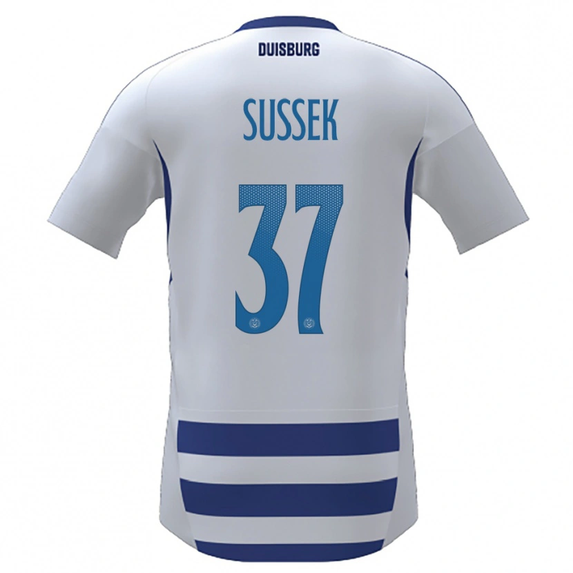 Danxen Dames Patrick Sussek #37 Wit Blauw Thuisshirt Thuistenue 2025/26 T-Shirt