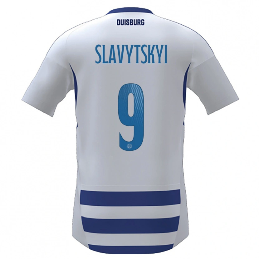 Danxen Dames Nikita Slavytskyi #9 Wit Blauw Thuisshirt Thuistenue 2025/26 T-Shirt