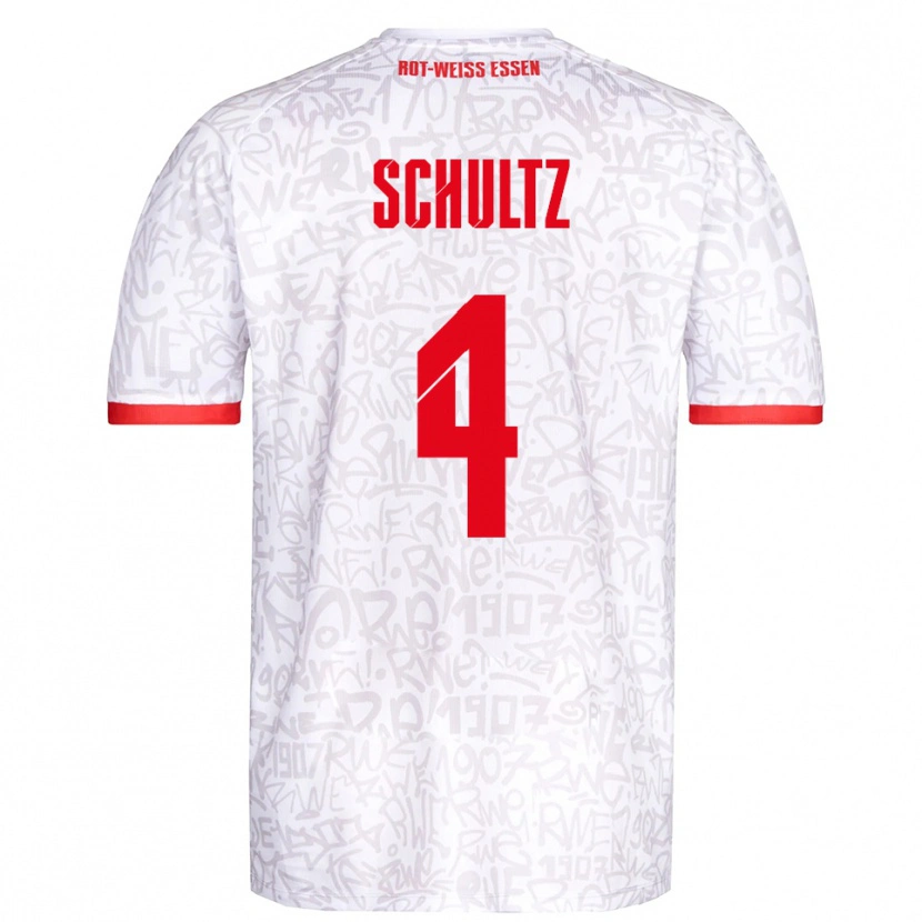 Danxen Dames Michael Schultz #4 Wit Rood Thuisshirt Thuistenue 2025/26 T-Shirt