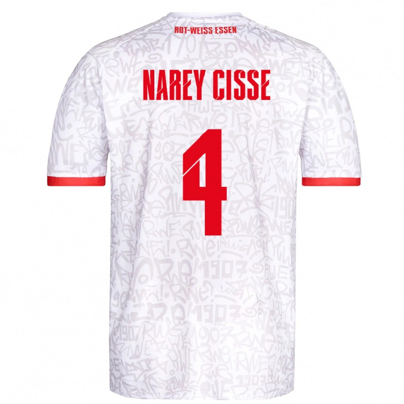 Danxen Dames Ibrahim Narey Cisse #4 Wit Rood Thuisshirt Thuistenue 2025/26 T-Shirt