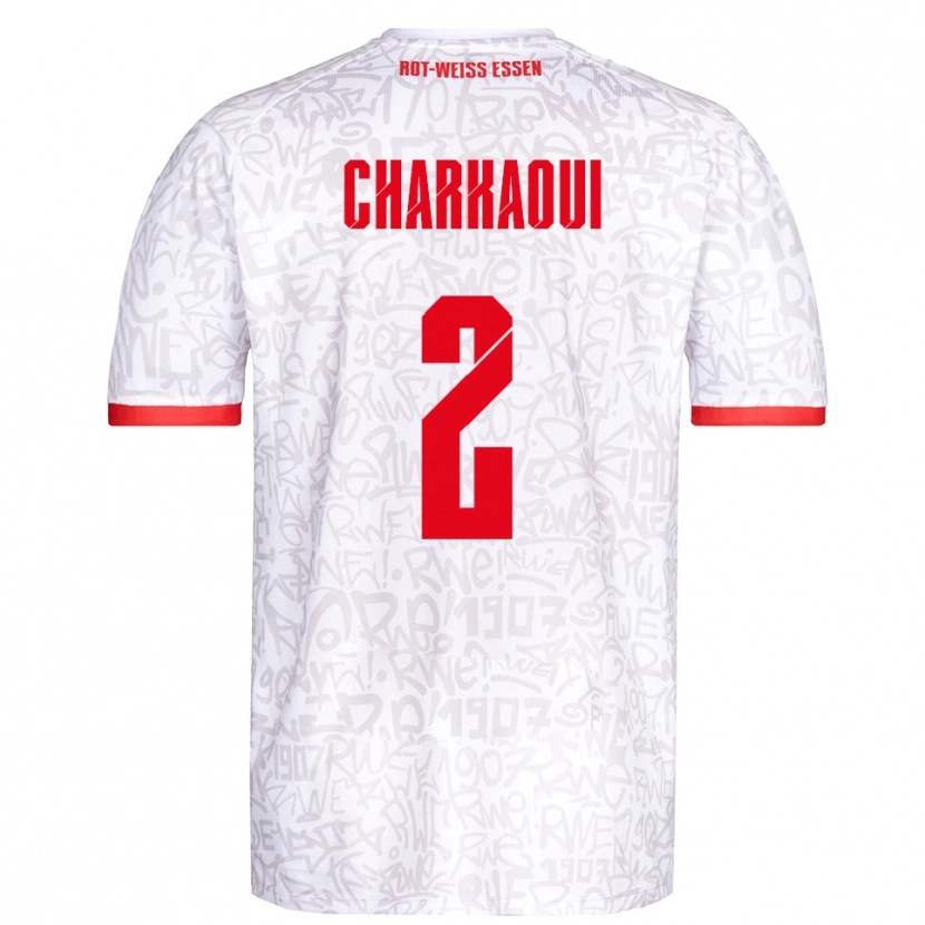 Danxen Dames Bilal Charkaoui #2 Wit Rood Thuisshirt Thuistenue 2025/26 T-Shirt