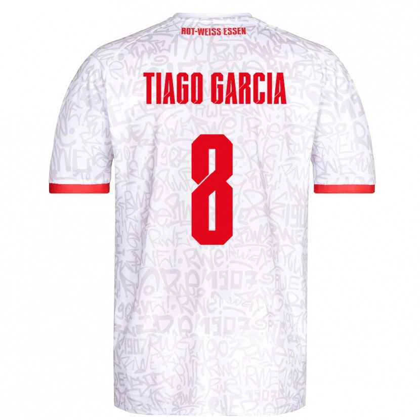 Danxen Dames Tiago Garcia Rodriguez #8 Wit Rood Thuisshirt Thuistenue 2025/26 T-Shirt