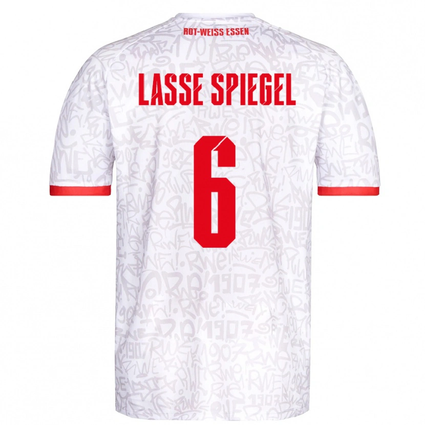 Danxen Dames Jakob Lasse Spiegel #6 Wit Rood Thuisshirt Thuistenue 2025/26 T-Shirt
