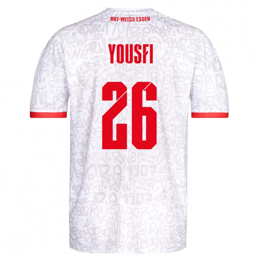 Danxen Dames Elias Yousfi #26 Wit Rood Thuisshirt Thuistenue 2025/26 T-Shirt