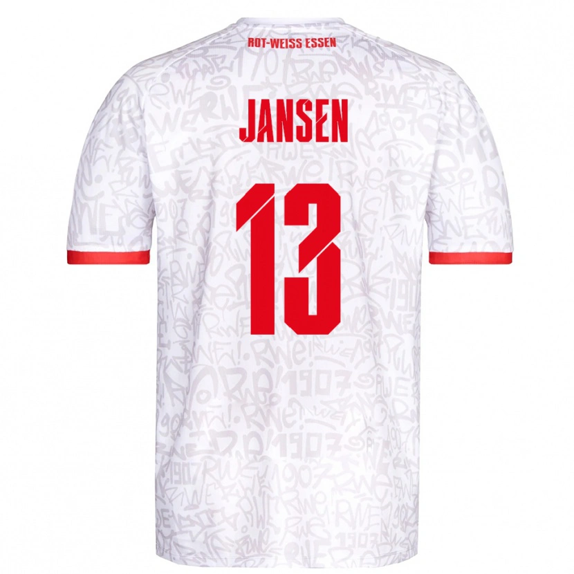 Danxen Dames Joshua Jansen #13 Wit Rood Thuisshirt Thuistenue 2025/26 T-Shirt