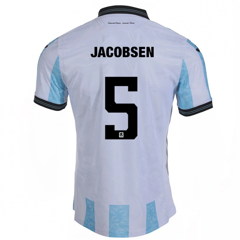 Danxen Dames Thore Jacobsen #5 Wit Hemelsblauw Thuisshirt Thuistenue 2025/26 T-Shirt