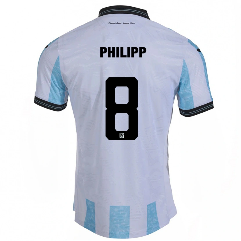 Danxen Dames David Philipp #8 Wit Hemelsblauw Thuisshirt Thuistenue 2025/26 T-Shirt