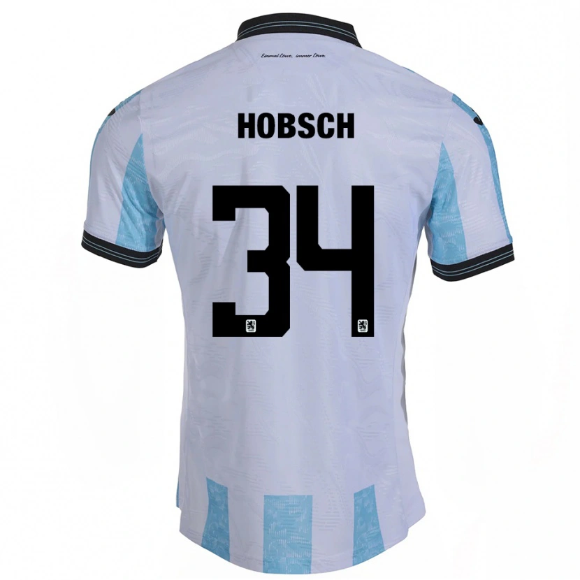 Danxen Dames Patrick Hobsch #34 Wit Hemelsblauw Thuisshirt Thuistenue 2025/26 T-Shirt