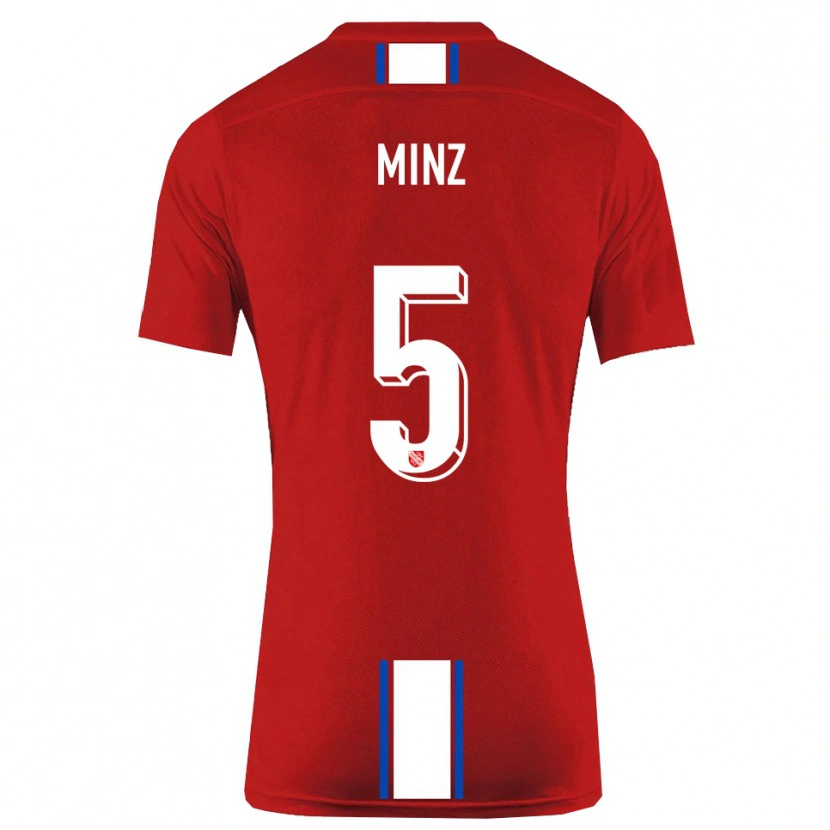 Danxen Dames Dominic Minz #5 Rood Wit Thuisshirt Thuistenue 2025/26 T-Shirt