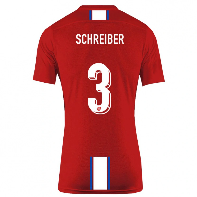 Danxen Dames David Schreiber #3 Rood Wit Thuisshirt Thuistenue 2025/26 T-Shirt