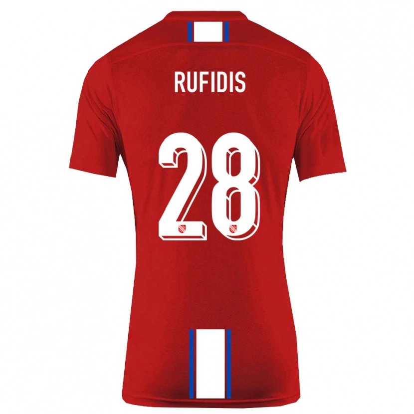 Danxen Dames Julian Rufidis #28 Rood Wit Thuisshirt Thuistenue 2025/26 T-Shirt