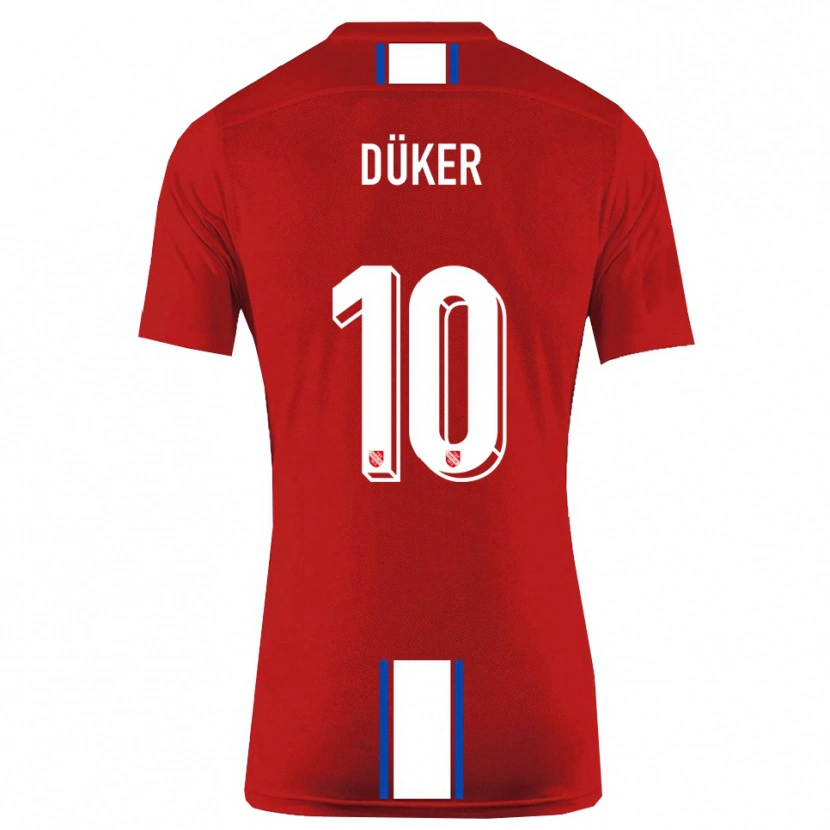 Danxen Dames Julius Düker #10 Rood Wit Thuisshirt Thuistenue 2025/26 T-Shirt