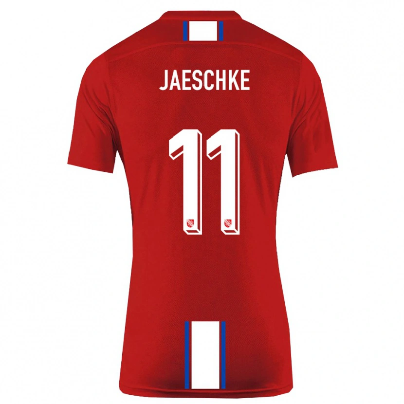 Danxen Dames Yannik Jaeschke #11 Rood Wit Thuisshirt Thuistenue 2025/26 T-Shirt