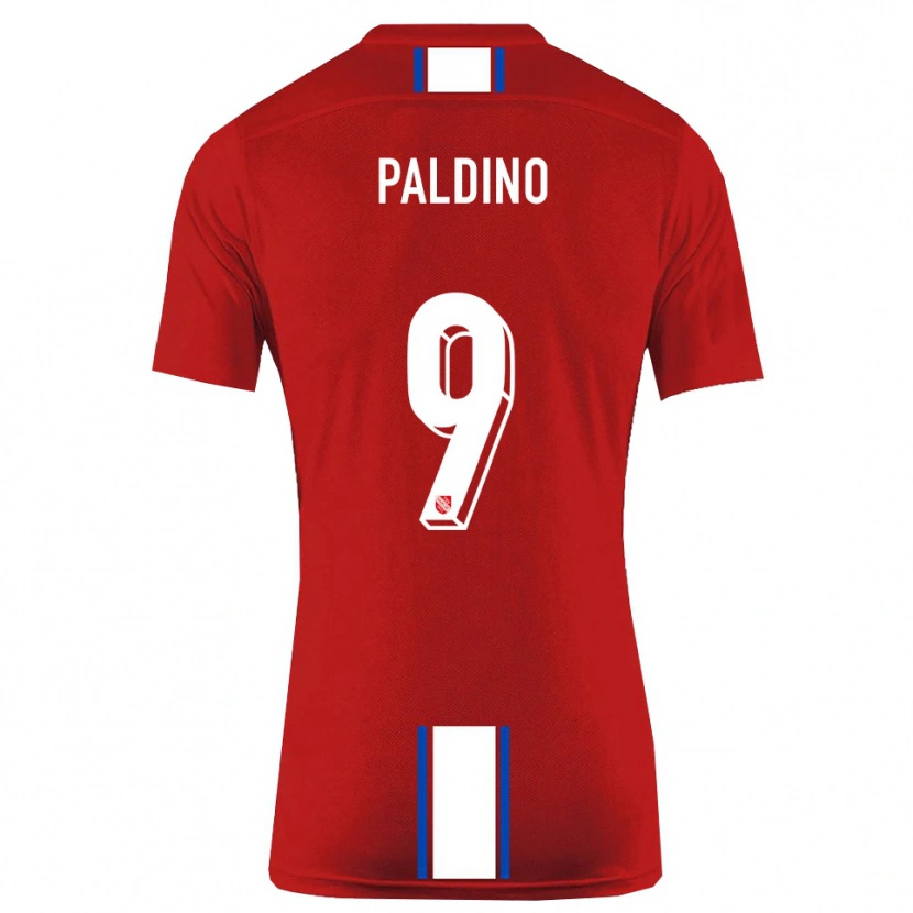 Danxen Dames Lorenzo Paldino #9 Rood Wit Thuisshirt Thuistenue 2025/26 T-Shirt