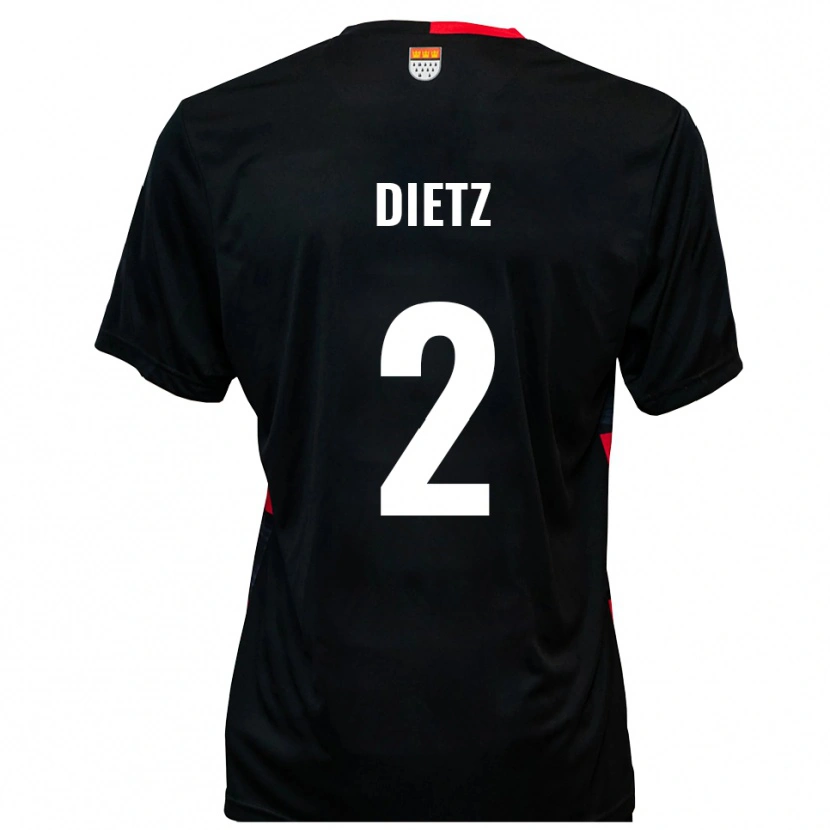 Danxen Dames Lars Dietz #2 Zwart Rood Thuisshirt Thuistenue 2025/26 T-Shirt