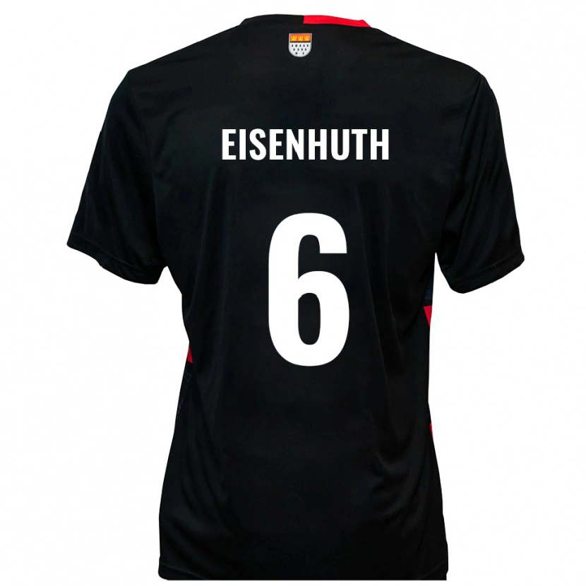 Danxen Dames Tobias Eisenhuth #6 Zwart Rood Thuisshirt Thuistenue 2025/26 T-Shirt