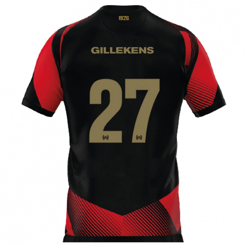 Danxen Dames Jordy Gillekens #27 Zwart Rood Thuisshirt Thuistenue 2025/26 T-Shirt