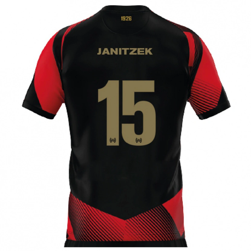 Danxen Dames Justin Janitzek #15 Zwart Rood Thuisshirt Thuistenue 2025/26 T-Shirt