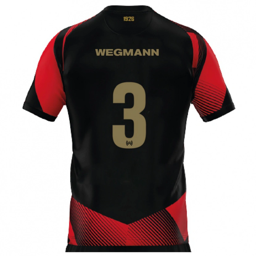 Danxen Dames Marius Wegmann #3 Zwart Rood Thuisshirt Thuistenue 2025/26 T-Shirt