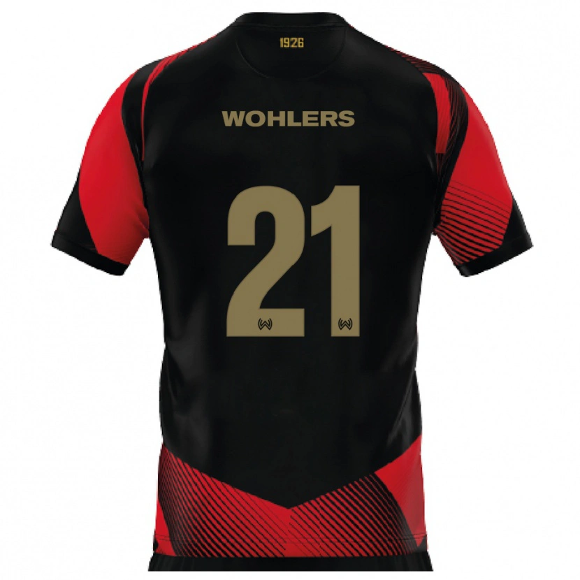Danxen Dames Ole Wohlers #21 Zwart Rood Thuisshirt Thuistenue 2025/26 T-Shirt