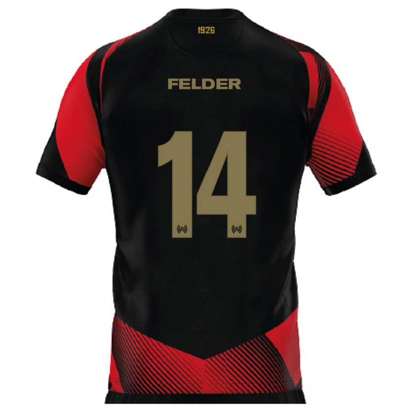 Danxen Dames Mohamed Felder #14 Zwart Rood Thuisshirt Thuistenue 2025/26 T-Shirt