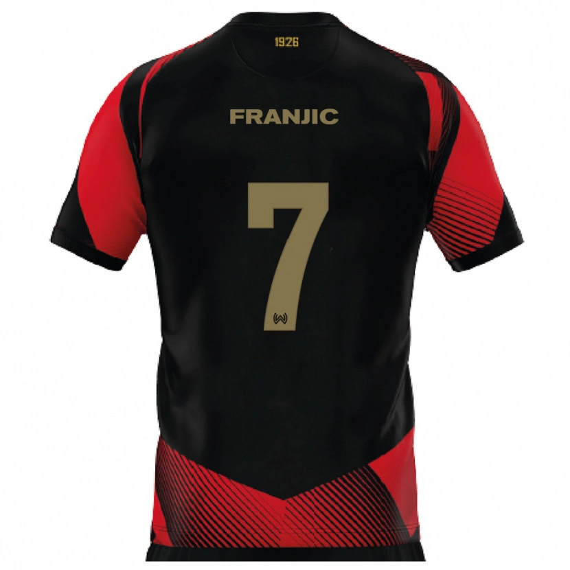 Danxen Dames Ivan Franjic #7 Zwart Rood Thuisshirt Thuistenue 2025/26 T-Shirt