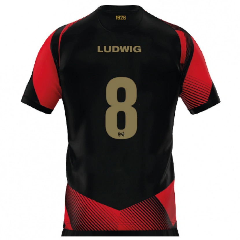 Danxen Dames Milan Ludwig #8 Zwart Rood Thuisshirt Thuistenue 2025/26 T-Shirt