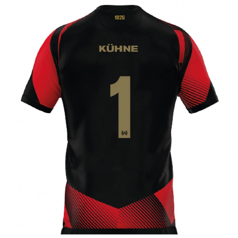 Danxen Dames Lars Kühne #1 Zwart Rood Thuisshirt Thuistenue 2025/26 T-Shirt