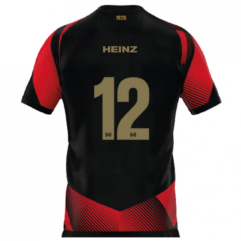 Danxen Dames Lewin Heinz #12 Zwart Rood Thuisshirt Thuistenue 2025/26 T-Shirt