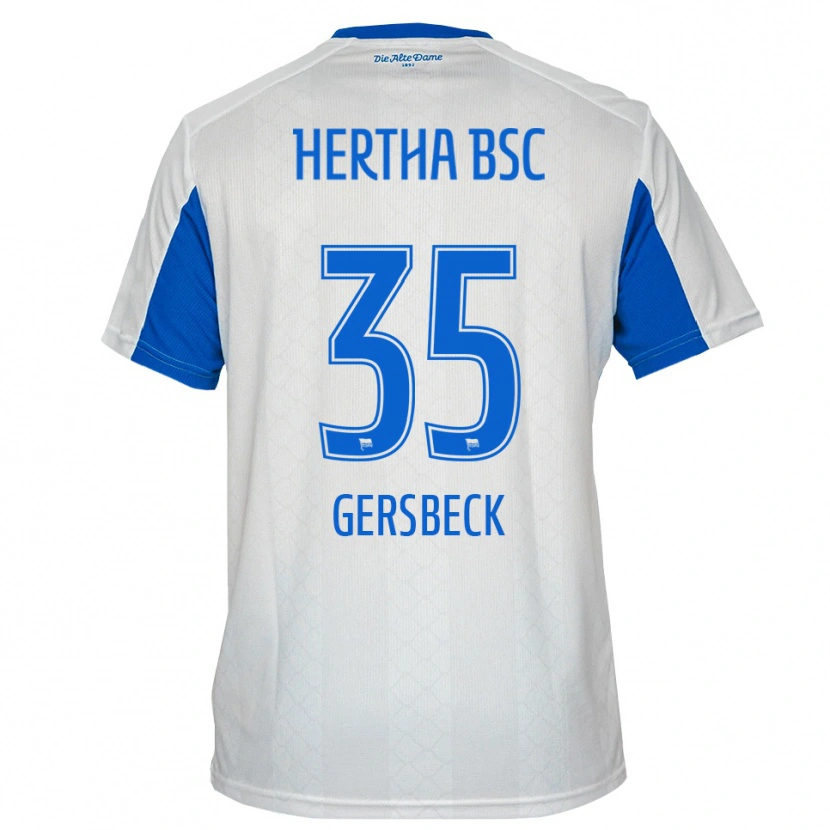 Danxen Dames Marius Gersbeck #35 Wit Blauw Uitshirt Uittenue 2025/26 T-Shirt