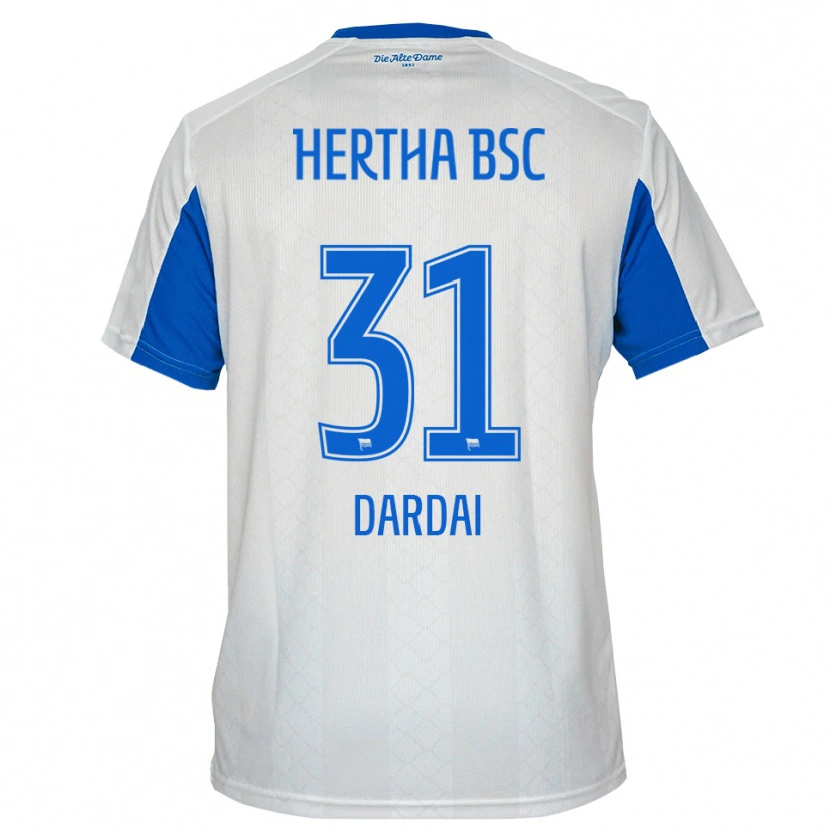 Danxen Dames Márton Dárdai #31 Wit Blauw Uitshirt Uittenue 2025/26 T-Shirt