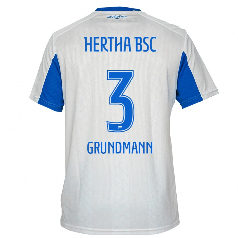 Danxen Dames Leon Grundmann #3 Wit Blauw Uitshirt Uittenue 2025/26 T-Shirt