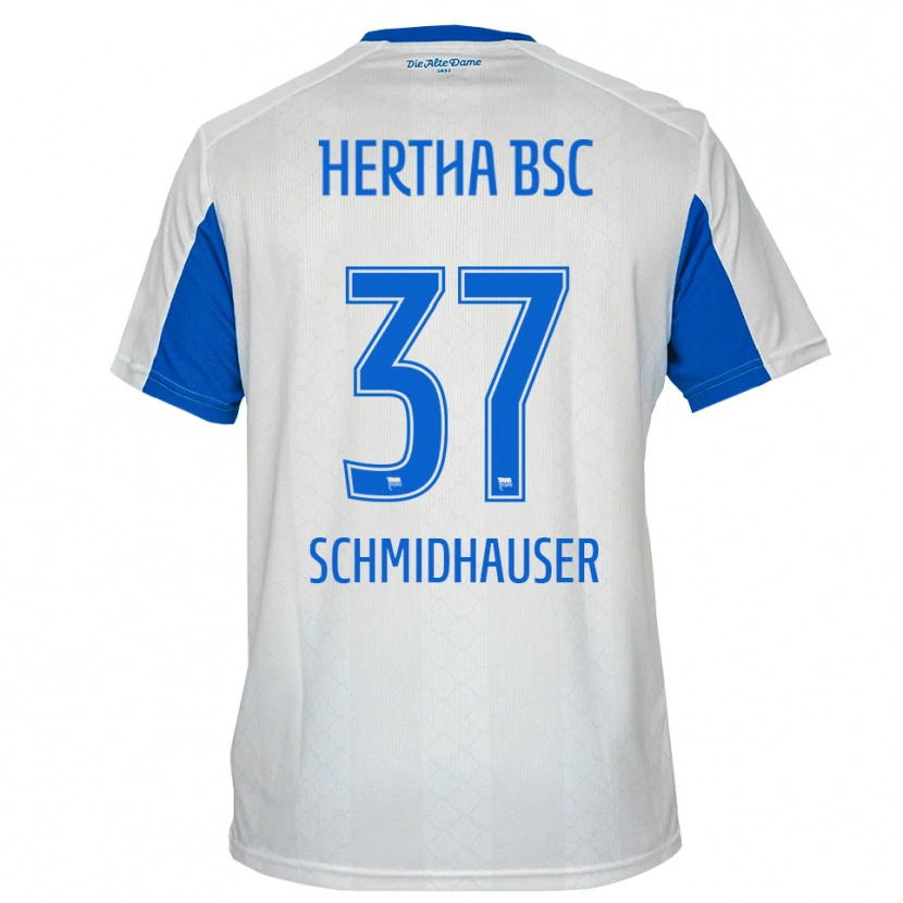 Danxen Dames Oliver Schmidhauser #37 Wit Blauw Uitshirt Uittenue 2025/26 T-Shirt