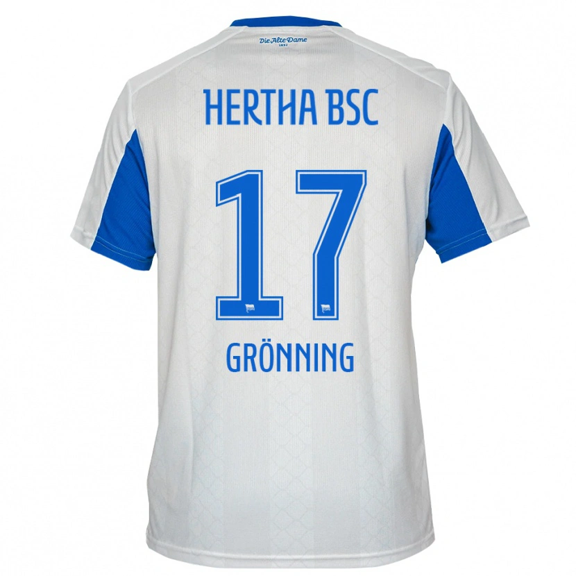 Danxen Dames Sebastian Grönning #17 Wit Blauw Uitshirt Uittenue 2025/26 T-Shirt
