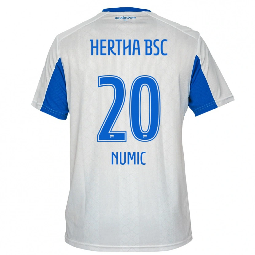 Danxen Dames Amar Numic #20 Wit Blauw Uitshirt Uittenue 2025/26 T-Shirt