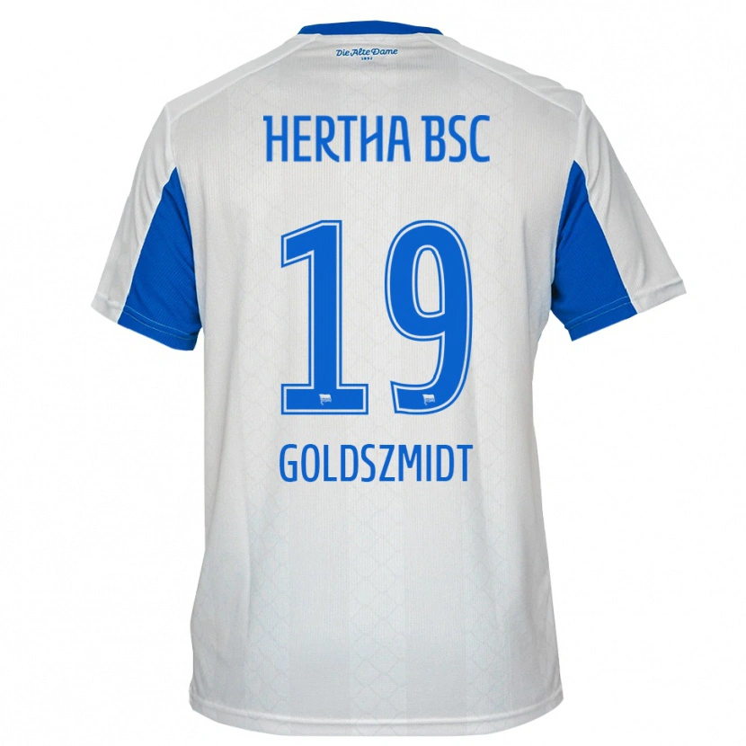 Danxen Dames Milo Goldszmidt #19 Wit Blauw Uitshirt Uittenue 2025/26 T-Shirt