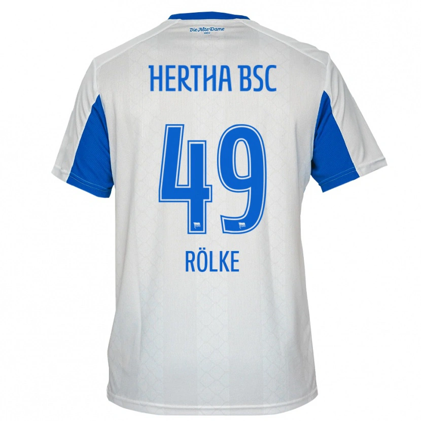 Danxen Dames Oliver Rölke #49 Wit Blauw Uitshirt Uittenue 2025/26 T-Shirt