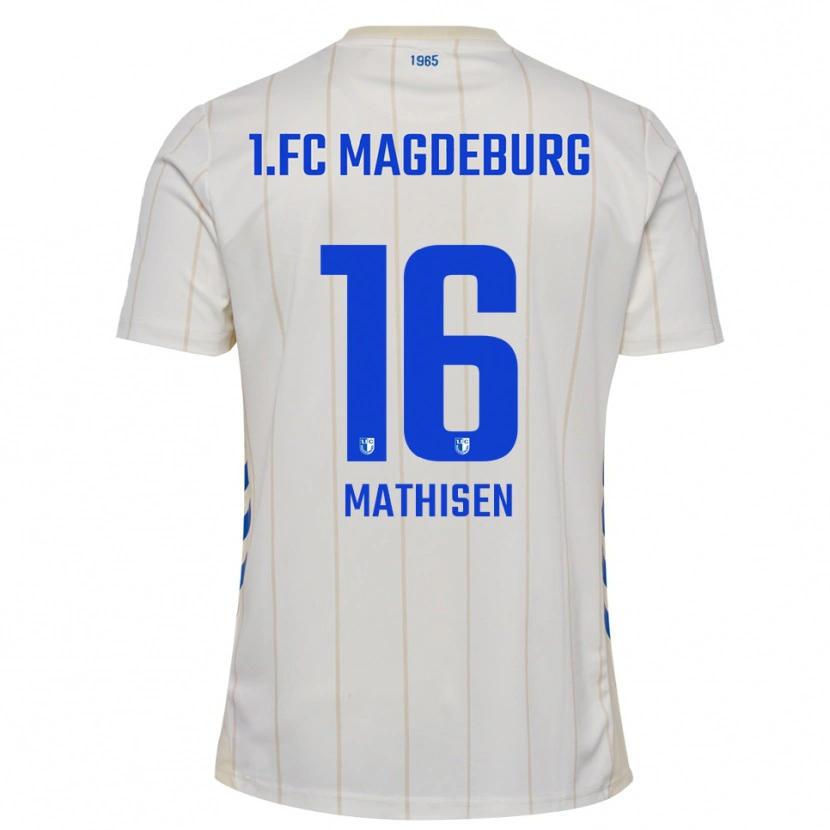 Danxen Dames Marcus Mathisen #16 Wit Blauw Uitshirt Uittenue 2025/26 T-Shirt