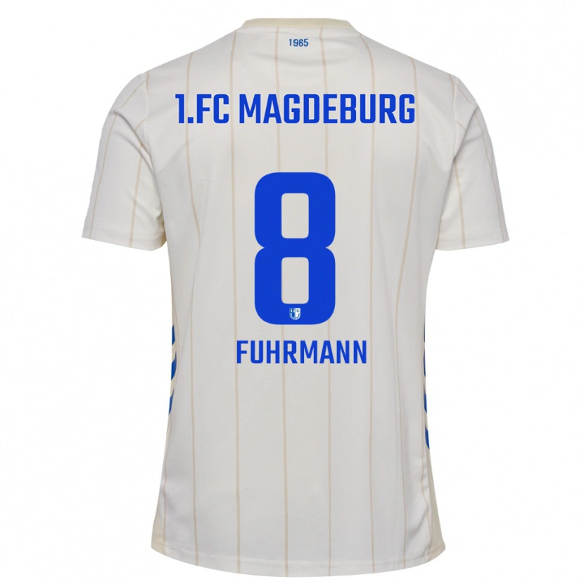 Danxen Dames Felix Fuhrmann #8 Wit Blauw Uitshirt Uittenue 2025/26 T-Shirt