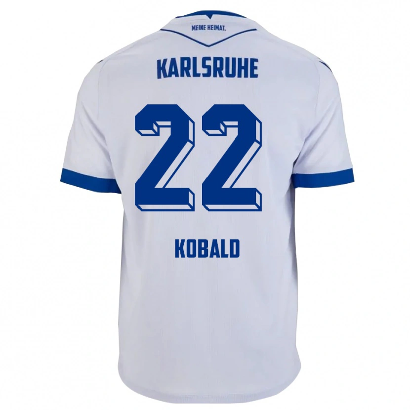 Danxen Dames Christoph Kobald #22 Wit Blauw Uitshirt Uittenue 2025/26 T-Shirt