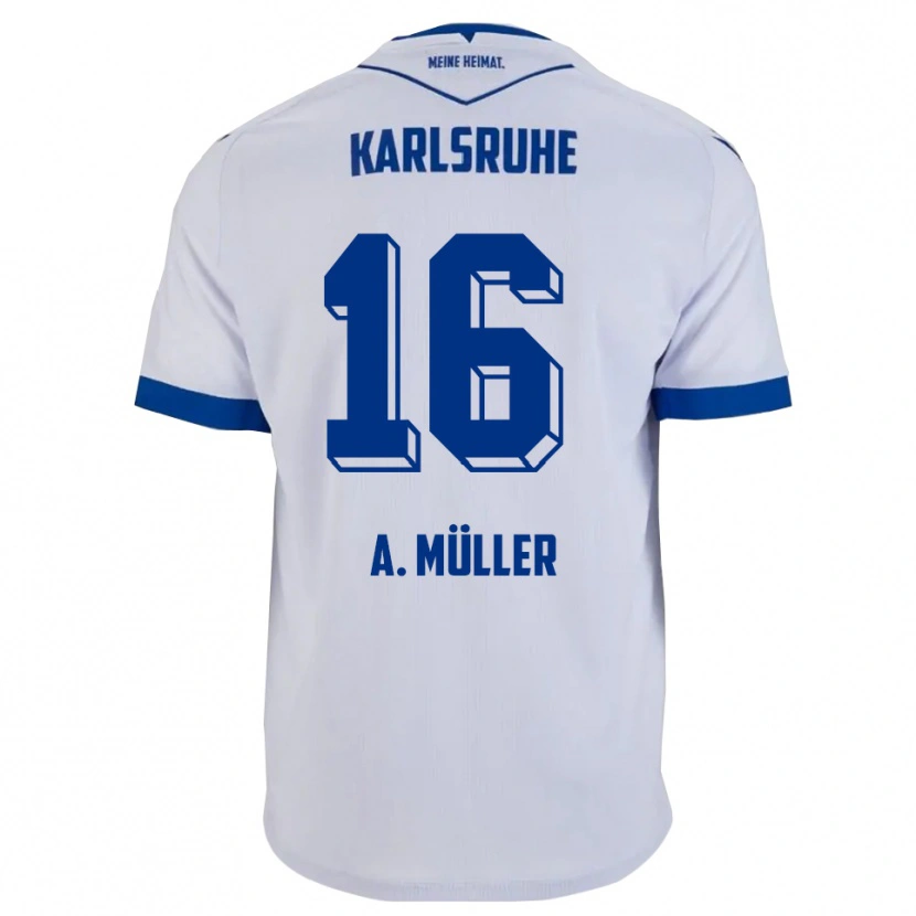 Danxen Dames Andreas Müller #16 Wit Blauw Uitshirt Uittenue 2025/26 T-Shirt