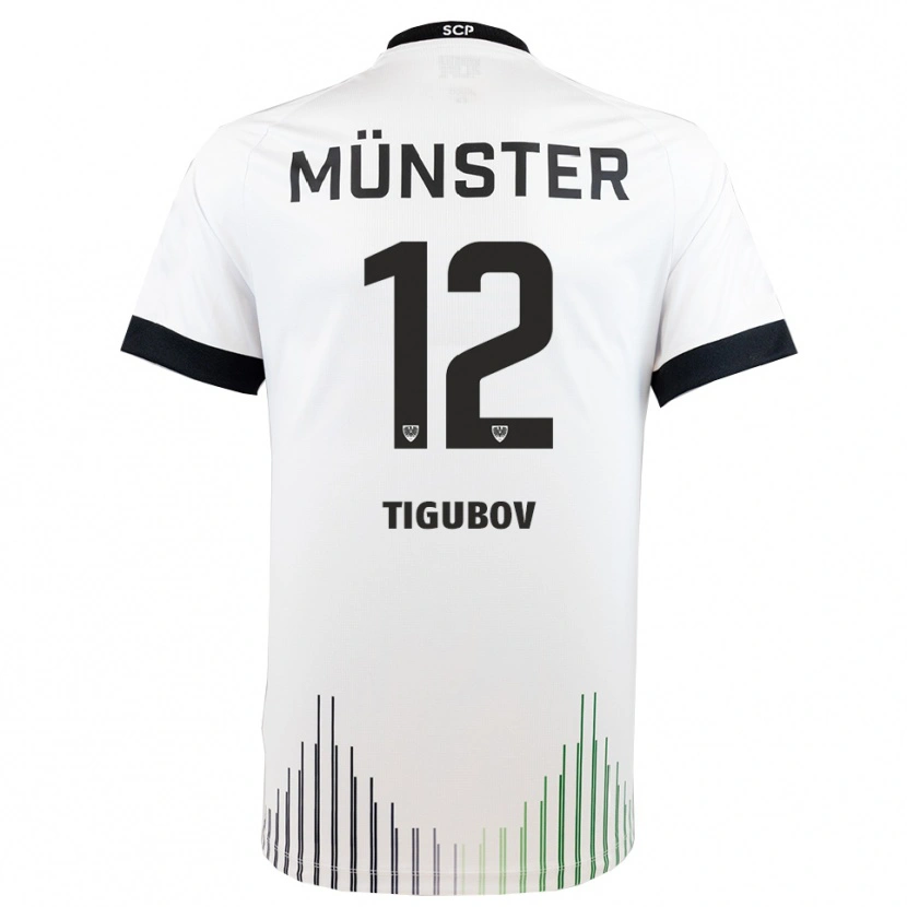 Danxen Dames Adrian Tigubov #12 Wit Zwart Uitshirt Uittenue 2025/26 T-Shirt