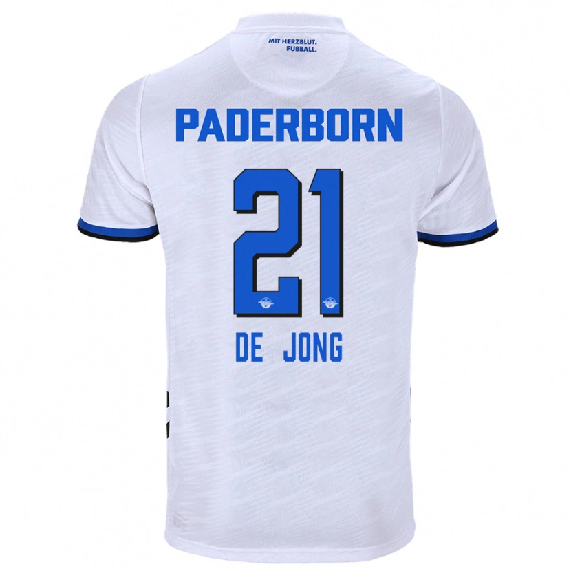 Danxen Dames Travis De Jong #21 Wit Blauw Uitshirt Uittenue 2025/26 T-Shirt